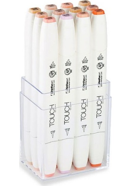 Twin Brush Marker Fırça Uçlu Marker Seti 12 Renk Ten Renkleri