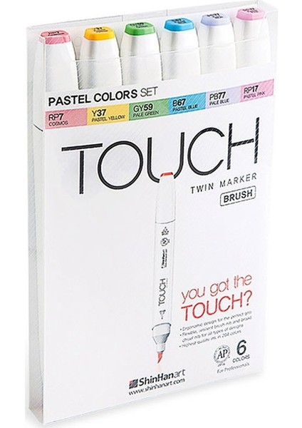 Twin Brush Marker Fırça Uçlu Marker Seti 6 Renk Pastel Renkler