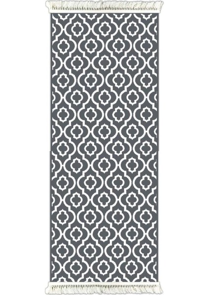 6013 Ikat Desen Antrasit 80 x 300 cm Kaydırmaz Halı