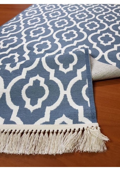 6013 Ikat Desen Antrasit 80 x 300 cm Kaydırmaz Halı