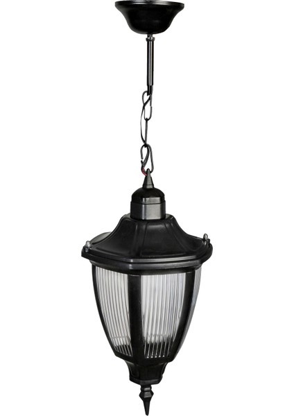 Zincirli Fener Siyah Plastik Bahçe ve Dış Mekan Aydınlatma