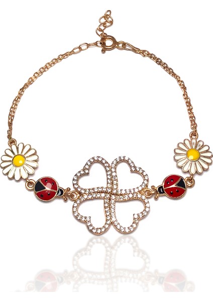 Kalp Model Rose Kaplama Kadın Gümüş Bileklik