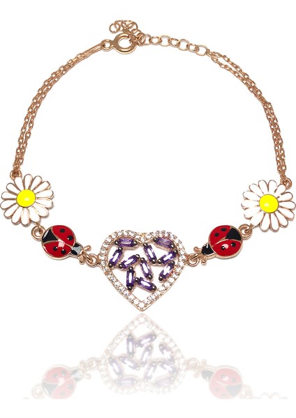 Kalp Model Rose Kaplama Kadın Gümüş Bileklik modelleri