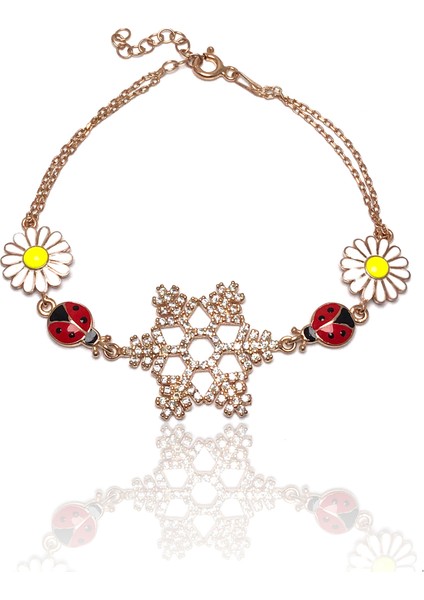 Kar Tanesi Model Rose Kaplama Kadın Gümüş Bileklik
