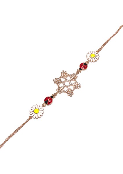 Kar Tanesi Model Rose Kaplama Kadın Gümüş Bileklik modelleri