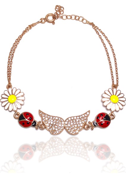 Melek Model Rose Kaplama Kadın Gümüş Bileklik