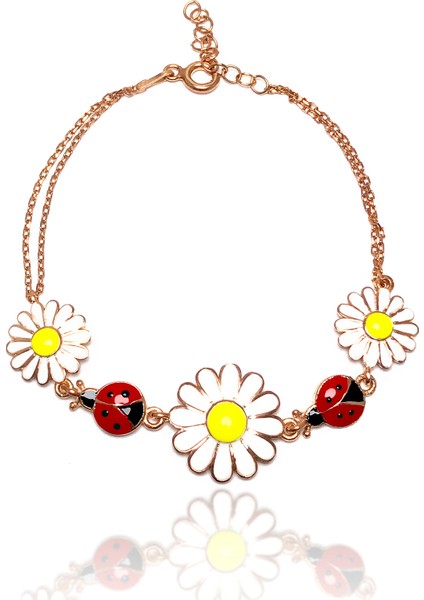 Papatya Model Rose Kaplama Kadın Gümüş Bileklik