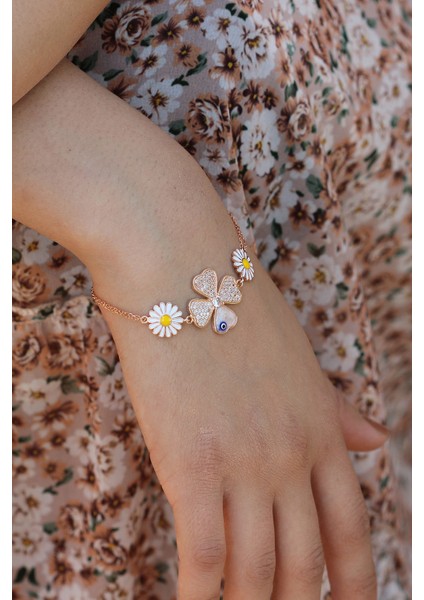 Yonca Model Rose Kaplama Kadın Gümüş Bileklik fiyatları