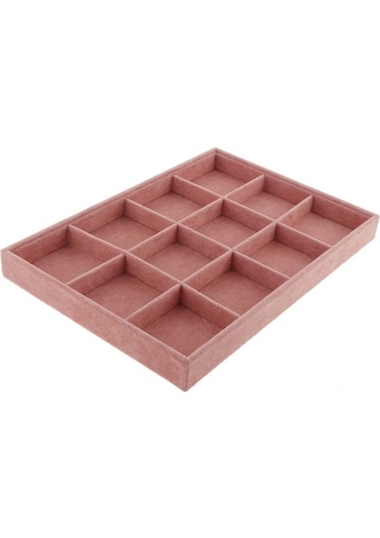 Yerli Süet Pembe 12 Bölmeli Takı Servis Tablası