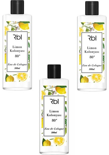 Kolonya 3'lü Limon Kolonyası Seti 80 Derece 500 ml 8691226637532 3 Adet