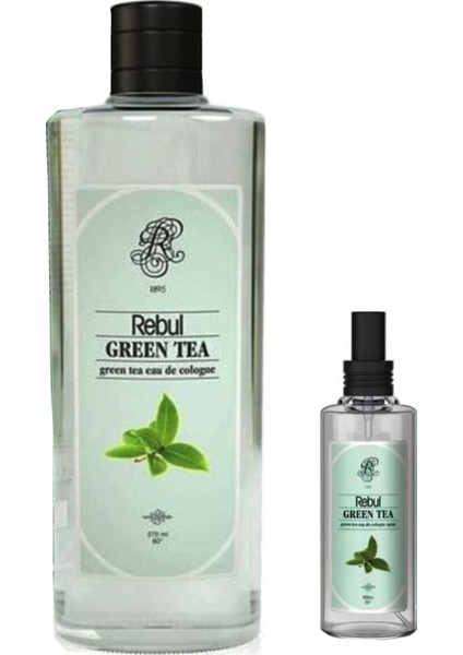 Kolonya 270 ml Cam Şişe Green Tea 8691226604893 + Kolonya - Spray Green Tea 100 ml