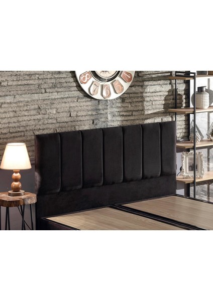 Piano Lite Çift Kişilik Yatak Başlığı - 140 cm Siyah Kumaş Başlık