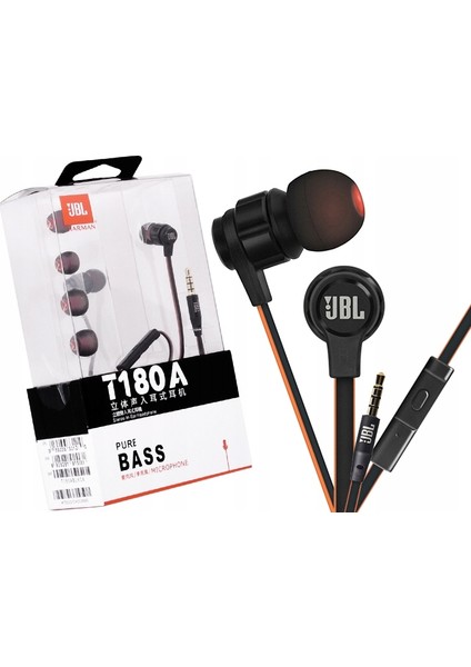 T180A Siyah  Pure Bass Kulak Içi Kulaklık Mikrofonlu