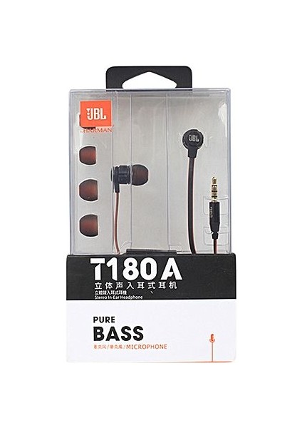 T180A Siyah  Pure Bass Kulak Içi Kulaklık Mikrofonlu