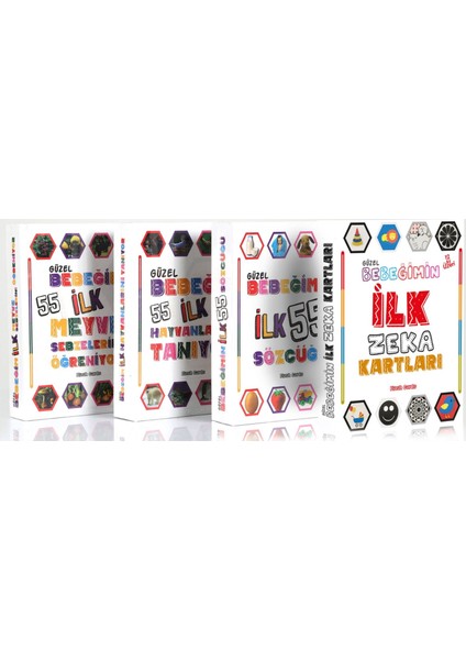 Ilk Zeka Kartlar Eğitici 4'lü Set Bebeğim Ilk 55 Zeka Kartları Sözcükler Hayvanlar Meyveler fiyatları