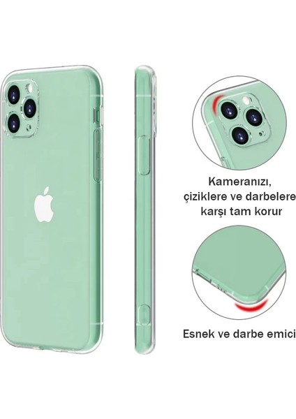 Apple iPhone 11 Şeffaf Kamera Korumalı Silikon Kılıf