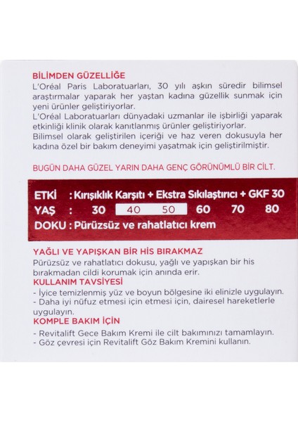 L'Oréal Paris Revitalift Yaşlanma Karşıtı Bakım Gkf30