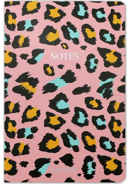 Leopar Notes Çizgili Defter Pembe