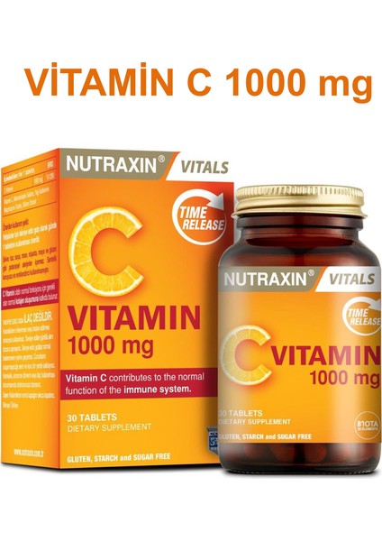 C Vitamin 30 Tablet 1000 mg - Nutraxin Zinc Sulphate 100 Tablets + Hap Kutusu modelleri