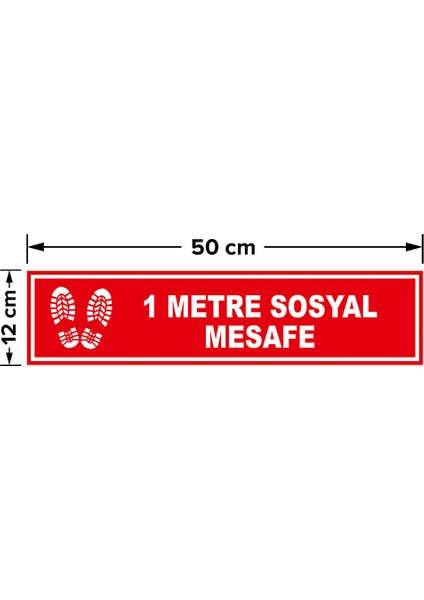 1 Metre Sosyal Mesafe Afiş Sticker Yapıştırma 12X50CM SYL20 fiyatları