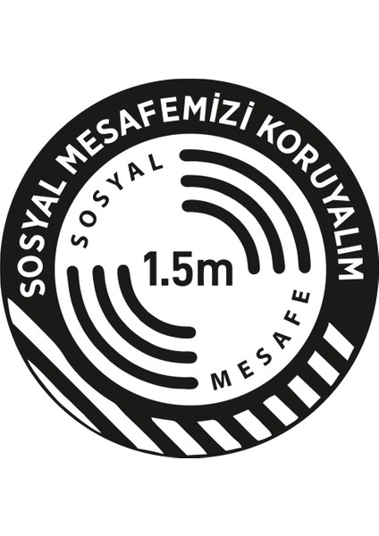 Sosyal Mesafenizi Koruyalım Yazılı Yere Yapıştırılacak Sticker Afiş 25X25CM SYL17