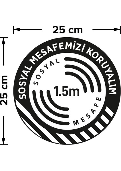 Sosyal Mesafenizi Koruyalım Yazılı Yere Yapıştırılacak Sticker Afiş 25X25CM SYL17 fiyatları