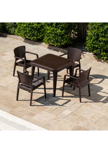 Rattan Plastik Bahçe Masa Sandalye Takımı