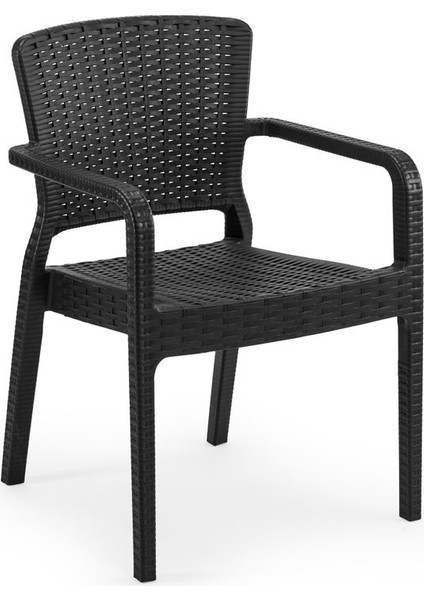 Bahçe Masa Sandalye Siyah Rattan Kare Takım