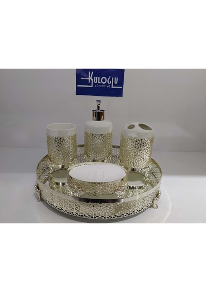 Selçuklu 5'li Tepsili Gümüş Banyo Seti