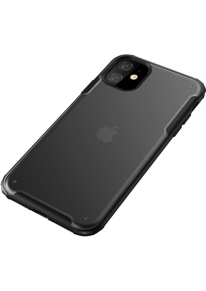 Apple iPhone 11 Venga Serisi Renkli Kenar Arka Mat Silikon Kılıf Siyah