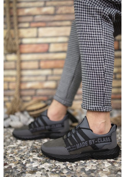 Gri Erkek Cilt Sneaker 0012SANTO