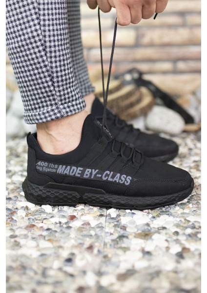 Siyah Erkek Cilt Sneaker 0012SANTO