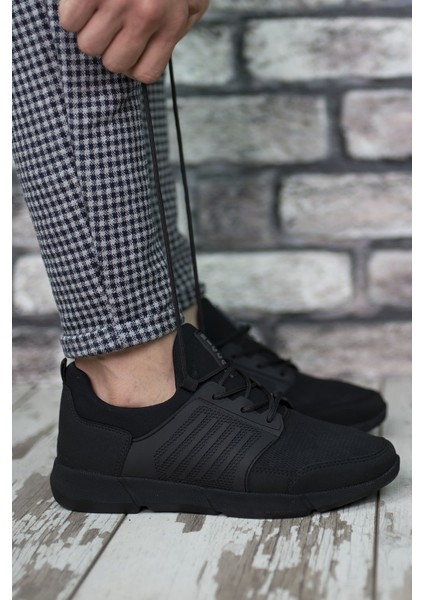 Siyah Siyah Cilt Erkek Sneaker 0012105