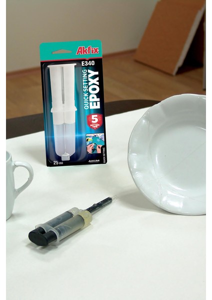 E340 Hızlı Epoksi Yapıştırıcı Şırınga 25 ml 12'li