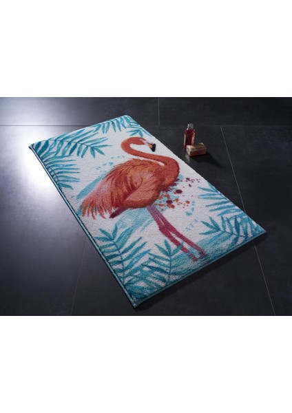Flamingo 50 x 57 cm Turkuaz Banyo Halısı