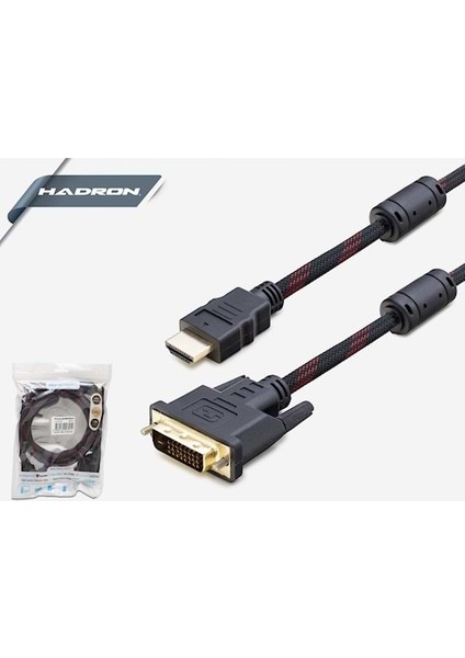 HD4115 Örgülü Çift Taraflı (24+1 Pin) Dvı-I To HDMI Kablo - 1.8m