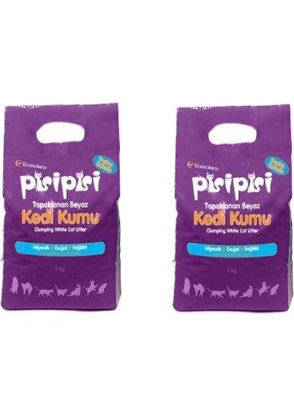 Pisi Pisi Pisipisi Kalın Taneli Kedi Kumu 10 kg (12 lt) x 2 Adet