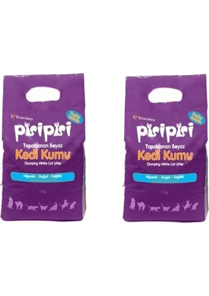 Pisi Pisi Pisipisi Kalın Taneli Kedi Kumu 10 kg (12 lt) x 2 Adet