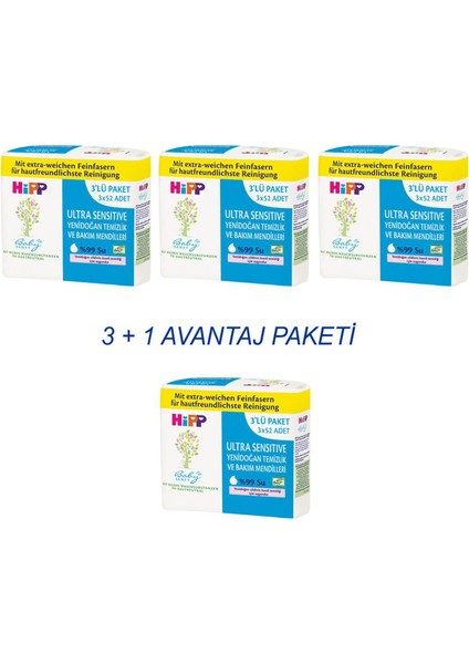 Babysanft Ultra Sensitive Yenidoğan Tem ve Bak Mendili 3X52