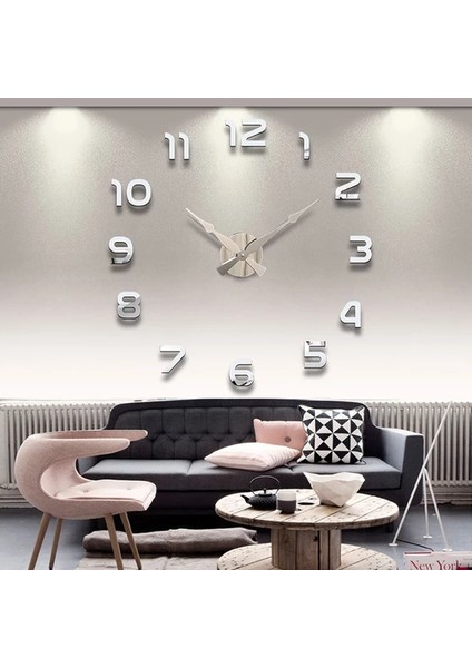 Modern Nesil Dıy 3D Dekoratif Büyük Boy Sticker Duvar Saati Model 5 G34T-01