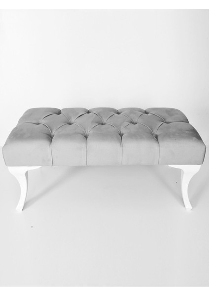 Gema Hünkar Puf Bench Gri 90 Cm. 1. Sınıf Silinebilir Kumaş