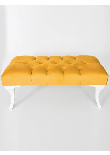 Gema Hünkar Puf Bench Sarı 90 Cm. 1. Sınıf Silinebilir  Kumaş