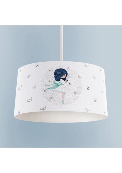 Kelebekli Prenses Desenli Beyaz Avize