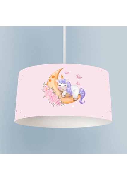 Uyuyan Unicorn Desenli Pembe Avize