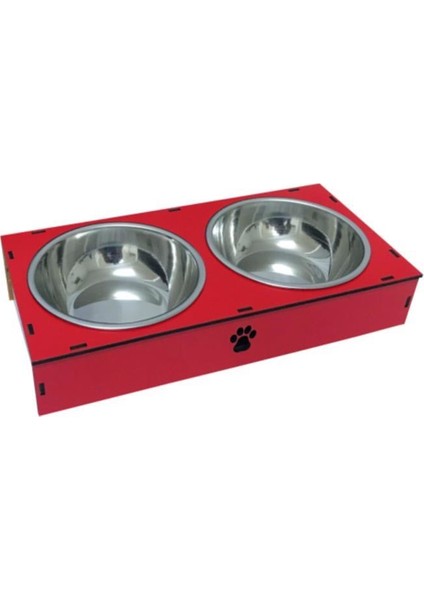 Ahşap Sehpalı İkili Çelik Mama Kabı Kedi Köpek Devrilmez Mama Kabı fırsatları