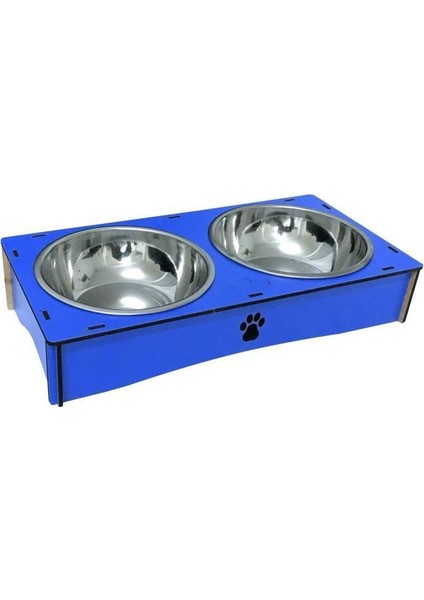 Ahşap Sehpalı Ikili Çelik Mama Kabı Kedi Köpek Devrilmez Mama Kabı
