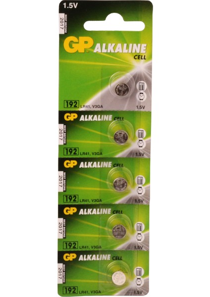 GP192-C5 LR41 ALKALIN Düğme Pil 5'li Paket