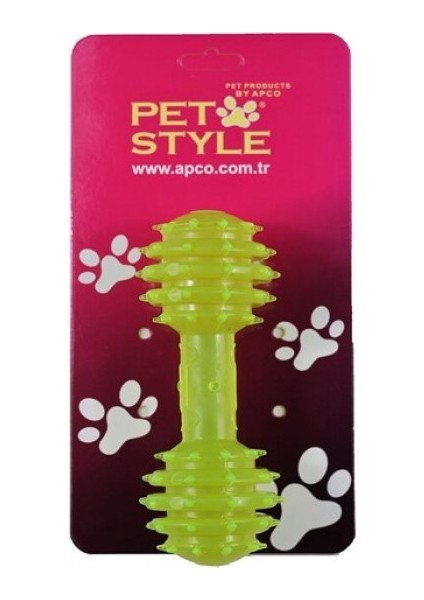 Pet Style Dolgulu Dumbell Oyuncak Fosforlu Sarı 12 cm