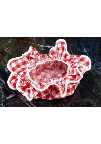 Caka Home 3'lü Kumaş Kavanoz Kapağı Ekose Desen Kırmızı