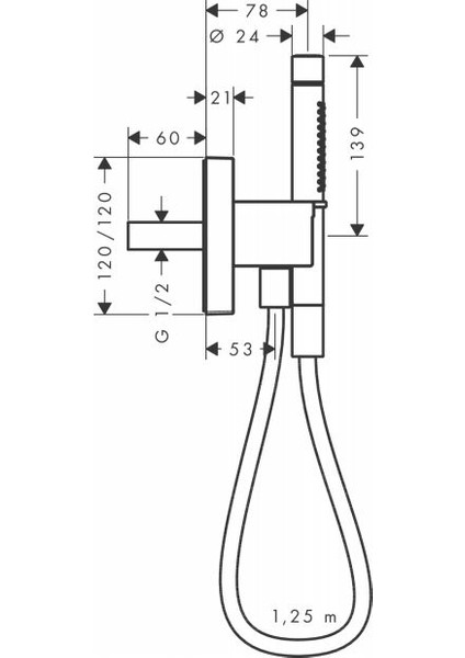 Axor Starck Porter 120 Baton Elduş 2jet Hortum 12626000